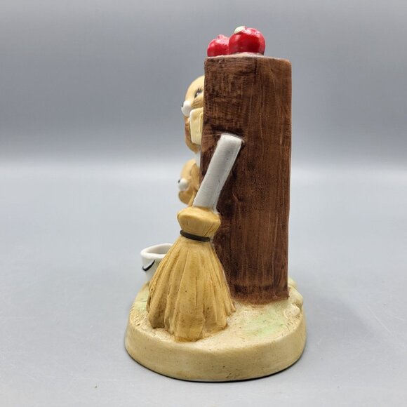 Vintage 1979 Enesco Figurine Mice Pair Climbing Shelf Apples Broom Decor Ceramic - Picture 10 of 16